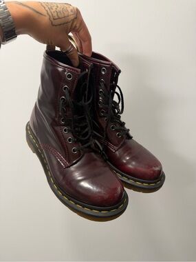 Burgundy Vegan Leather Doc Martens